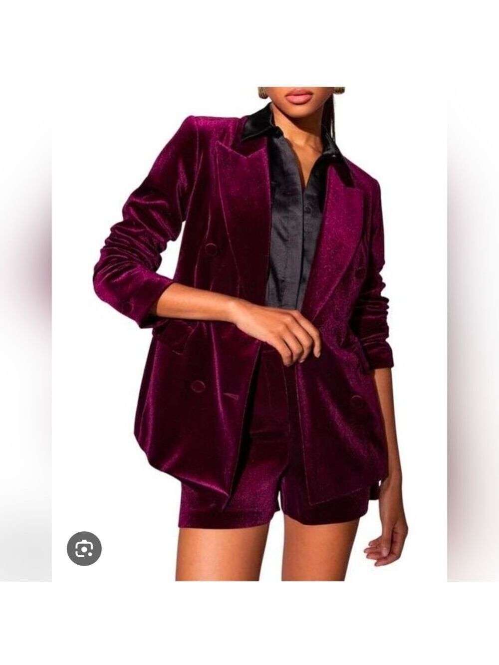 Bagatelle Collection Burgundy Velvet Blazer Jacket Size 2X
